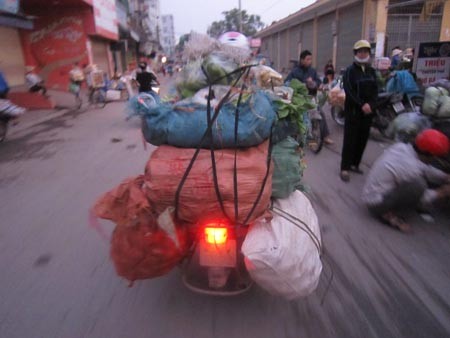 Những ngày này, mỗi buổi sáng sớm, hàng trăm chiếc xe chở các bao tải rau xanh từ ngoại thành Hà Nội vào các chợ đầu mối để bán hàng.